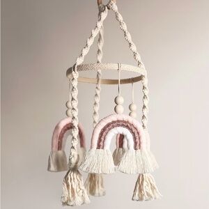 Wooden mobile arm for crib rotating baby mobile hanger with boho nursery decor